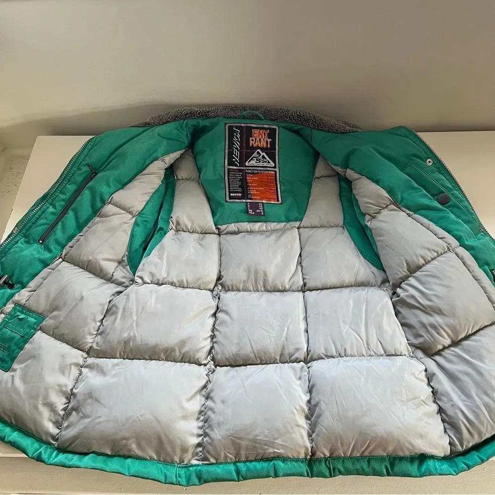 Nevica Vintage Ski Vest Quilted Retro Green Fleece Size 8 Apres Ski Gaper Day